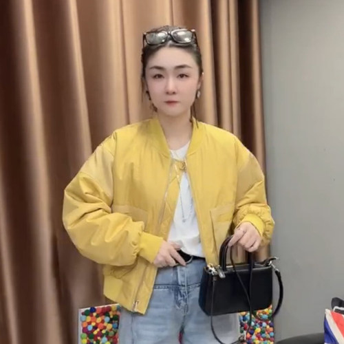 立领棒球服休闲pu拼接春秋女款户外百搭高腰小个外套女宽松外套