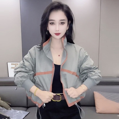 2025春秋装新款撞色休闲立领短款小风衣夹克外套女士显瘦拉链上衣