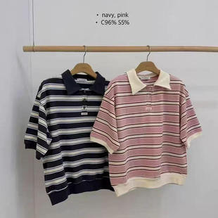 现~2025夏季新款女芯宝韩国代购by chapter时尚POLO领宽松短袖T恤