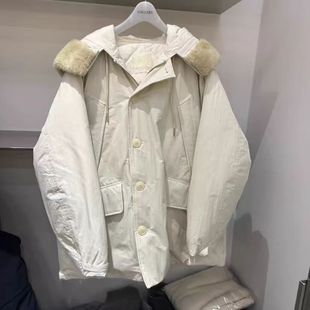 现~2025冬季新女芯宝韩国代购gallery百搭保暖纯色毛领羽绒服外套