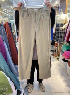 现韩国东大门代购2025春季女ANOTHER LEON阔腿可调腰灯芯绒休闲裤