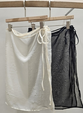 2025春夏新女芯宝韩国代购MONTER气质韩范系带纯色宽松屁帘半身裙