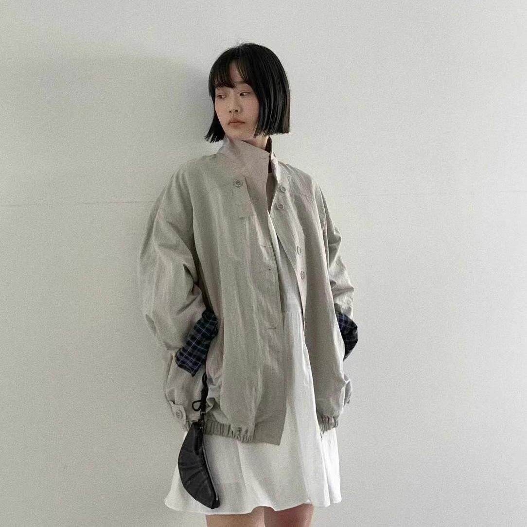 OLISEOUL洋气底边松紧夹克外套