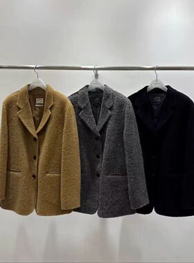 现~2025秋季新女芯宝韩国代购woodsage时尚宽松纽扣羊毛西装外套