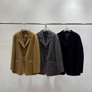 现~2025秋季新女芯宝韩国代购woodsage时尚宽松纽扣羊毛西装外套