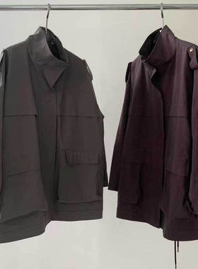 现2025秋季新女芯宝韩国代购pado复古深色系时髦立领宽松风衣外套