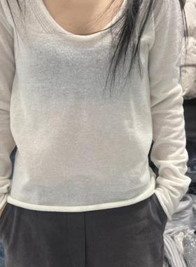 2025春季新女芯宝韩国代购PADO基础款百搭微透薄款宽松长袖针织衫
