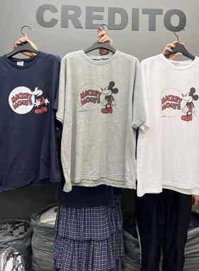 2025夏季新款女芯宝韩国代购CREDITO休闲宽松百搭卡通图案短袖T恤