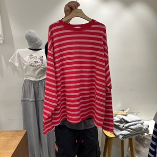2026春季新女芯宝韩国代购ASSEMBLY舒适宽松撞色条纹休闲长袖T恤
