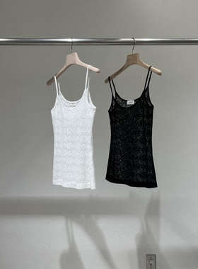 现~2025夏季新女芯宝韩国代购statement简约镂空提花弹力吊带背心