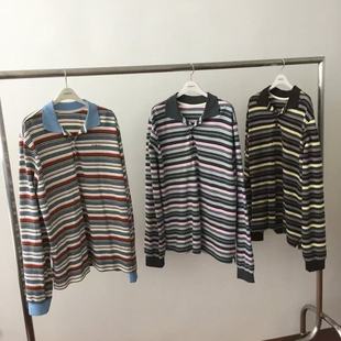 T恤 现 2025秋季 新女芯宝韩国代购 breathe舒适宽松条纹拼色POLO衫