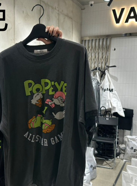 2025春夏新女芯宝韩国代购VANTA百搭圆领宽松动漫字母图案短袖T恤