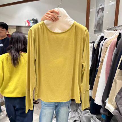 现~2025秋季新款女芯宝韩国代购tempting时尚后背交叉长袖打底T恤