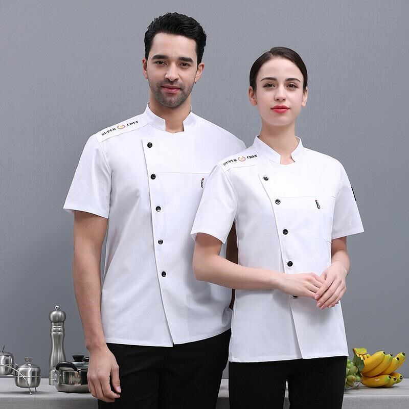 厨师服短袖男女夏装透气西餐厅酒店饭馆餐饮后厨房工作服定制logo