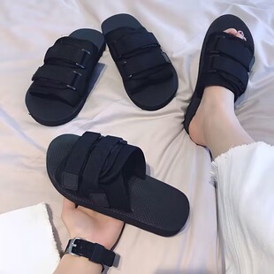 Men's Slippers 夏季魔术贴情侣防滑外穿沙滩一字凉拖鞋男