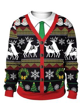 Christmas element pullover round neck hoodie圣诞节圆领卫衣