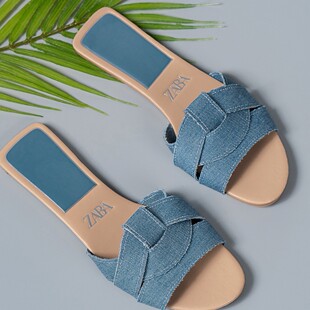 Women's Slippers 大码平底潮流交叉外穿一字凉拖鞋女