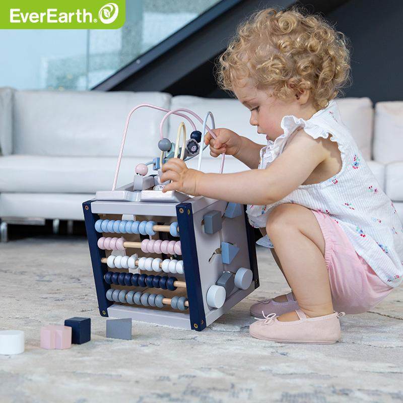 EverEarth百宝箱串珠儿童玩具穿绕珠子游戏盒婴幼儿益智木制积木
