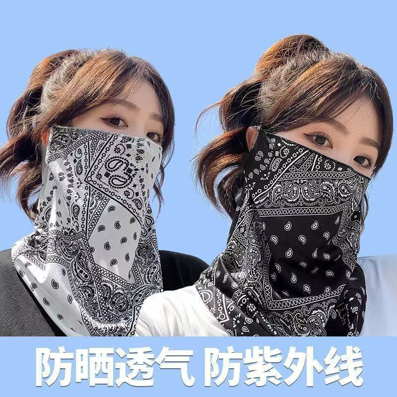 夏季冰丝挂耳防晒面罩护颈