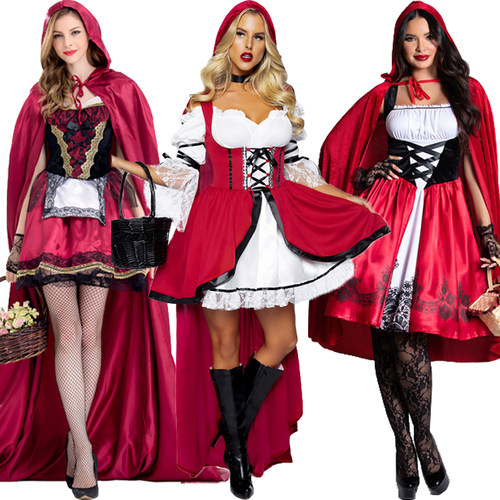 Halloween cos Little Red Hat Cloak Dress Witch Long Dress