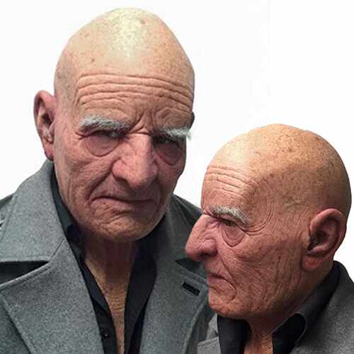 Halloween Old Man Wig Latex Mask 老爷爷假发恐怖乳胶头套