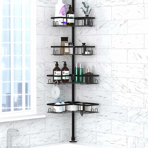 Telescopic Bathroom Corner Shelf免打孔伸缩沐浴用品收纳架