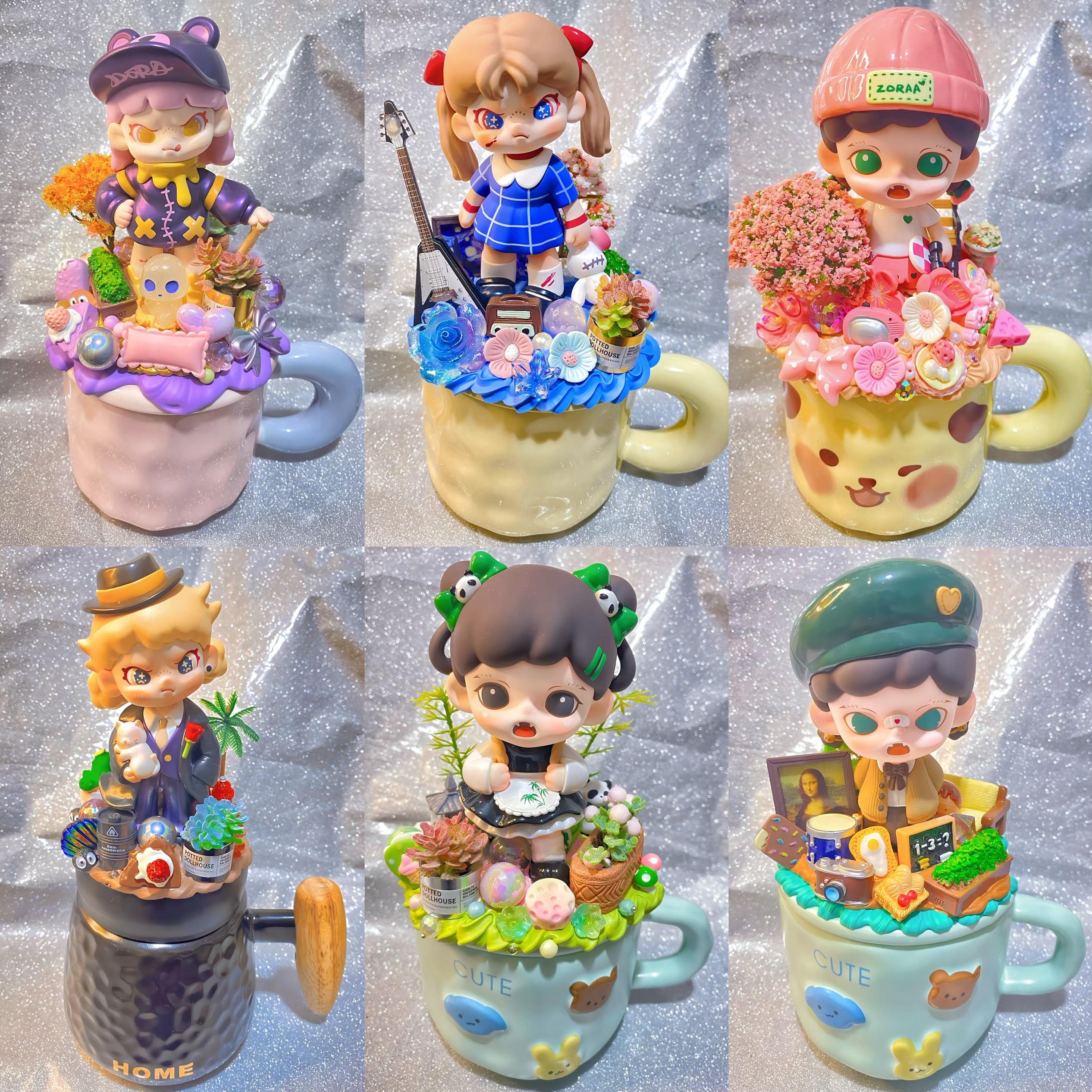 ZORAA泡泡玛特造景奶油胶马克杯带盖陶瓷杯子情侣杯水杯创意可爱