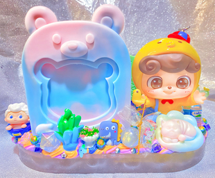泡泡玛特收纳盒笔筒做你可爱的小鬼一起冲鸭潮玩手办奶油胶手工