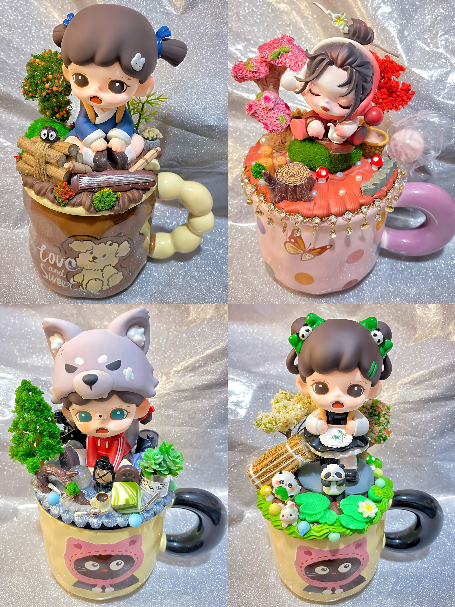 ZORAA泡泡玛特造景奶油胶马克杯带盖陶瓷杯子情侣杯水杯创意可爱