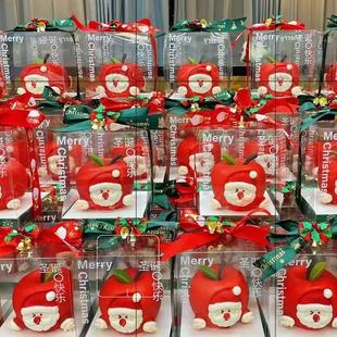 圣诞巧克力苹果包装盒一次性透明敲敲乐甜品西点慕斯蛋糕打包盒子