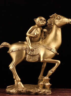 古韵斋 黄铜马上福猴摆件 家居装饰创意礼品工艺品 一件代发