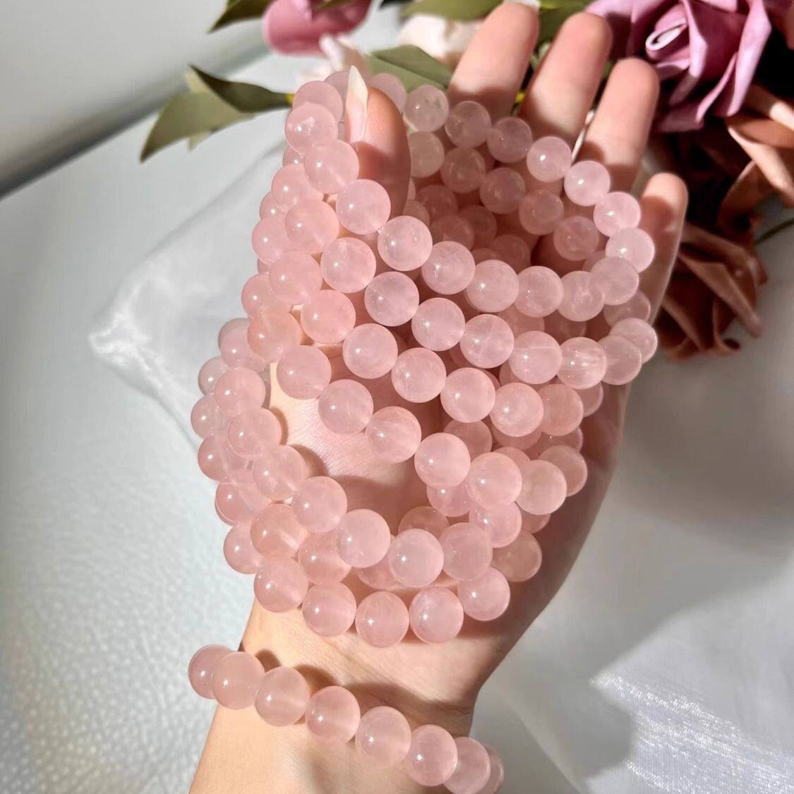 天然粉晶手链原色果冻西柚招桃花马粉色水晶甜美手串女生礼物手工