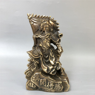 古韵斋 黄铜关公铜像摆件小号佛像武摆件关羽爷开业家居办公摆件