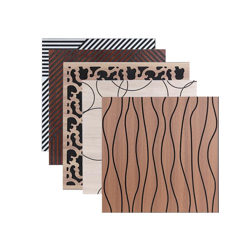 外贸聚酯纤维木条吸音板木皮MDF墙面装饰格栅板木质雕刻吸音板厂