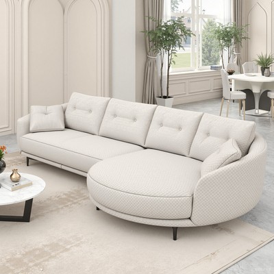 意式弧形布艺沙发大小户型客厅