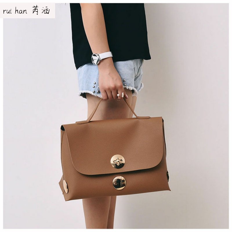 夏季新款女包2017欧美时尚锁扣大包包通勤百搭波士顿包简约手提包