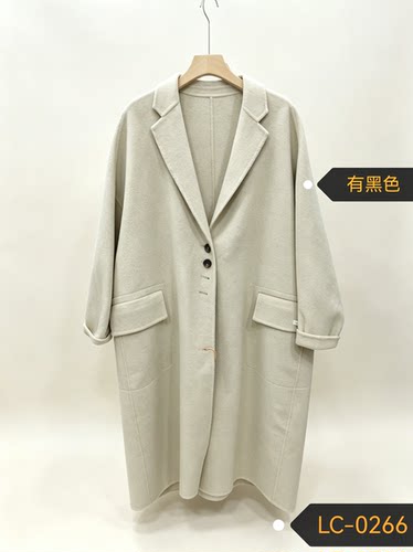 2026新款秋冬双面毛呢大衣女长款宽松毛呢外套LWZ-0266