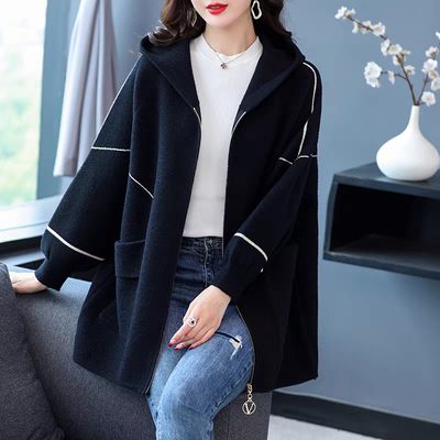 连帽双面羊毛大衣女加肥加大码秋冬季中长款毛呢外套jf2075