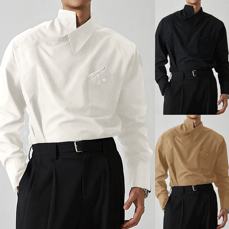 2026秋季新款不规则设计衬衣男法式T台走秀长袖衬衫潮Men shirts