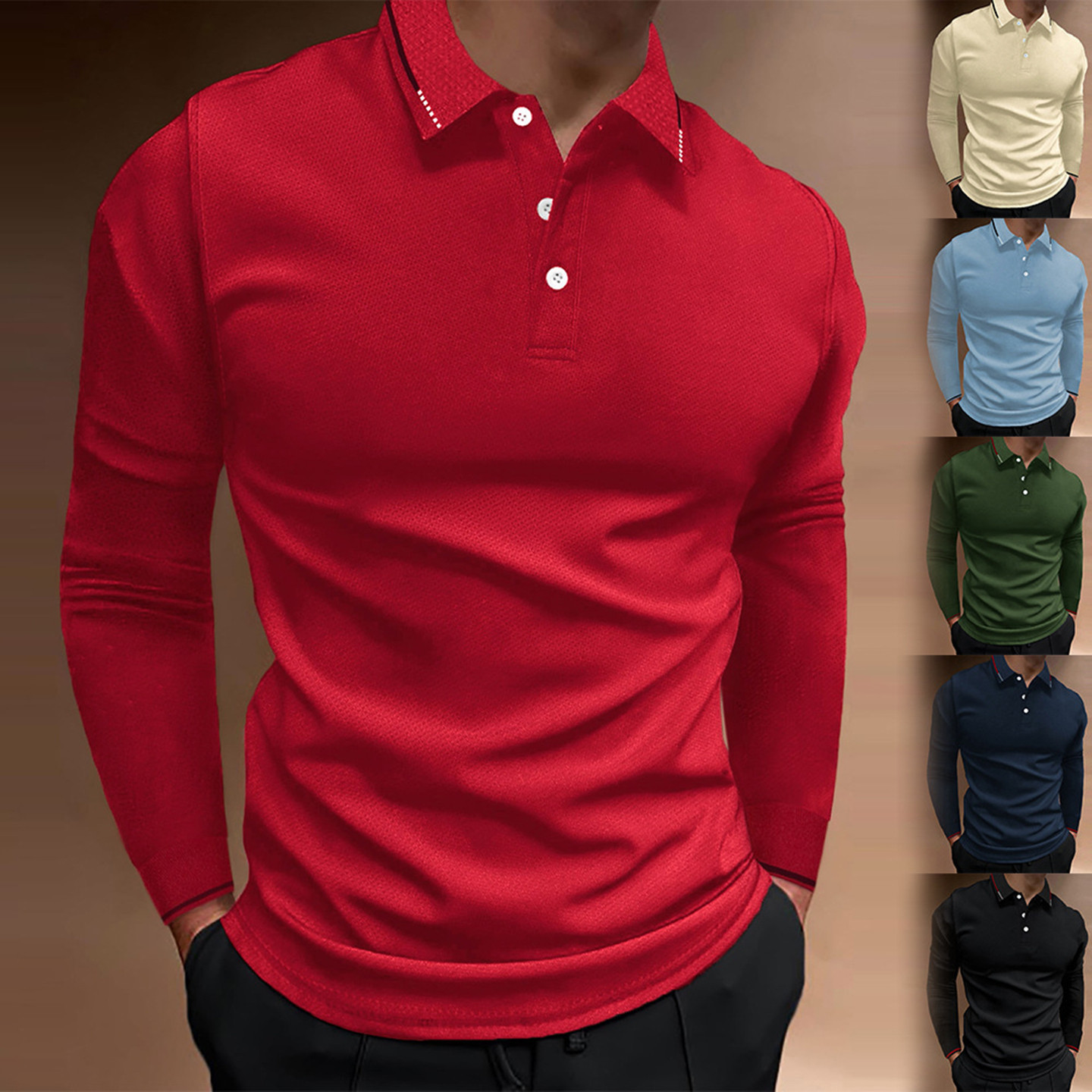 2026春秋外贸男士商务休闲POLO衫拼色马球衫翻领T恤Men's T-shirt