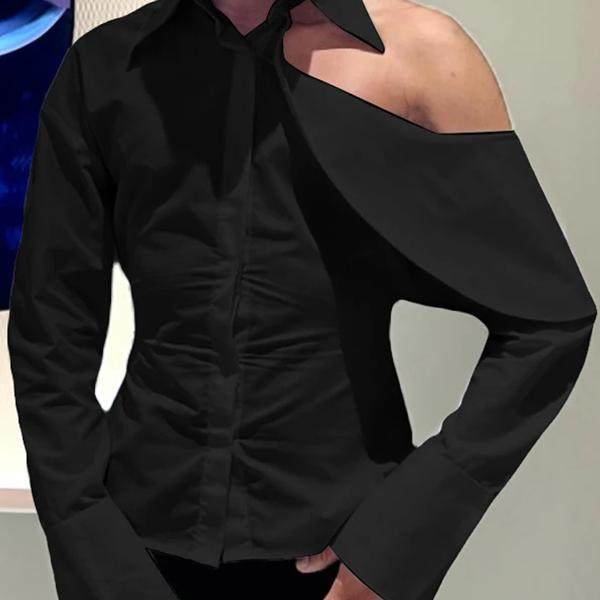 2026春季欧美男式设计感长袖衬衣性感镂空露肩表演衬衫Men shirts