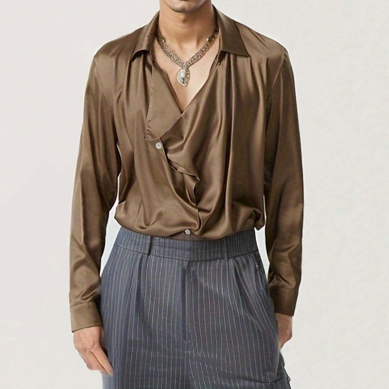 2026秋季新款法式小众设计感长袖衬衣丝滑宽松演出服男Men shirts