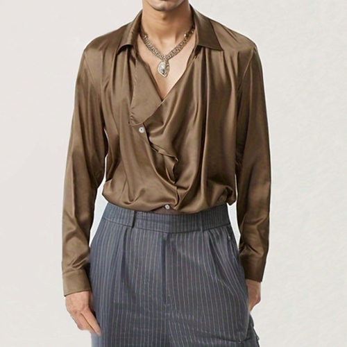 2026秋季新款法式小众设计感长袖衬衣丝滑宽松演出服男Men shirts