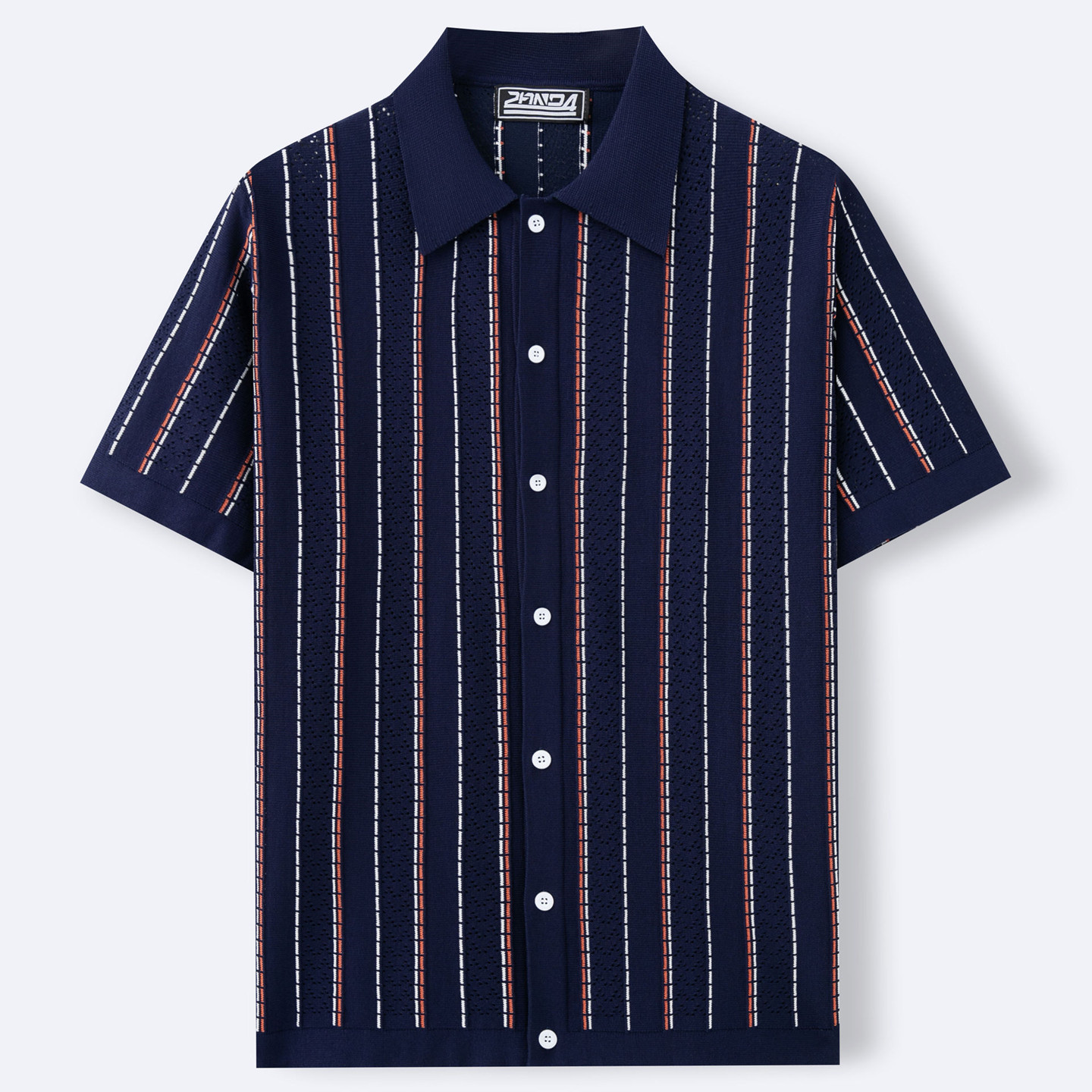 2026夏老钱风条纹撞色针织开衫polo衫男大码短袖上衣Men T-shirt
