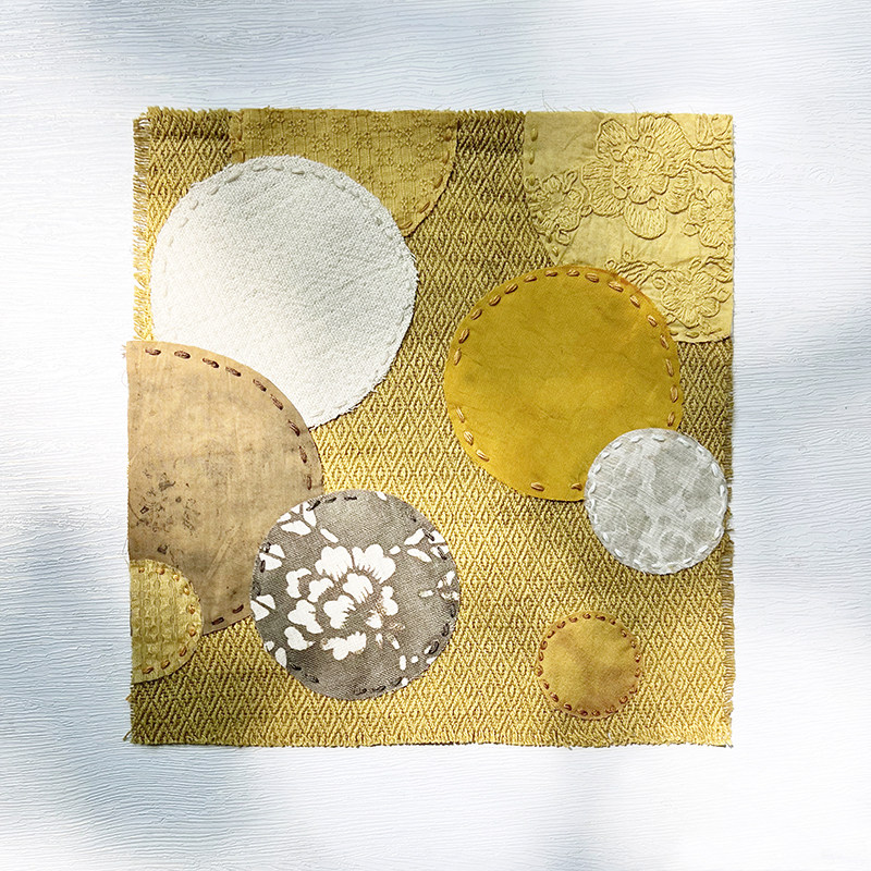 未完成 植物染草木染梵高黄姜系diy布料真丝亚麻棉五行色拼布色卡