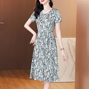 声雨竹轻奢高级感碎花短袖连衣裙女士夏季新款气质收腰显瘦小个子