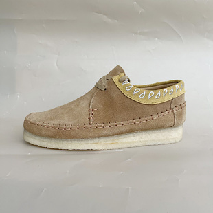 CLARKS其乐男款低帮系带复古经典款生胶底袋鼠鞋休闲皮鞋Weaver