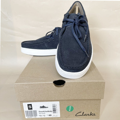 CLARKS其乐男士深蓝系带板鞋