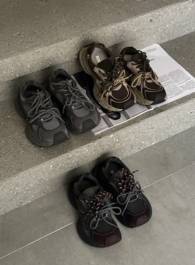 陌尼斯/MONIZ2025新款秋季真皮厚底复古设计休闲百搭老爹鞋女