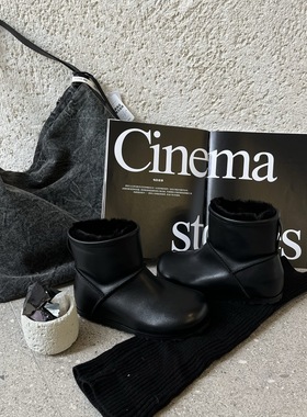 陌尼斯/MONIZ2025新款冬季加绒复古扣件设计休闲百搭女雪地靴棉鞋